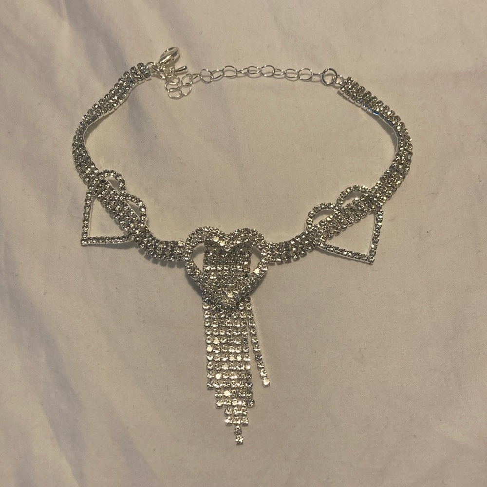 Triple heart rhinestone anklet